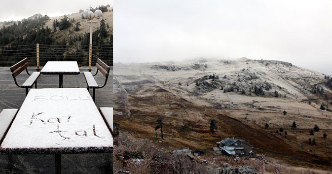 Kayak merkezine mevsimin ilk karı yağdı