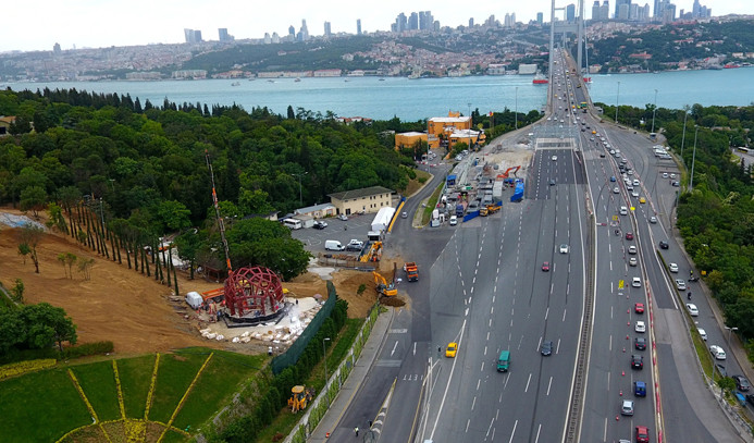 15 Temmuz Zafer Anıtı’nın yapımı havadan görüntülendi